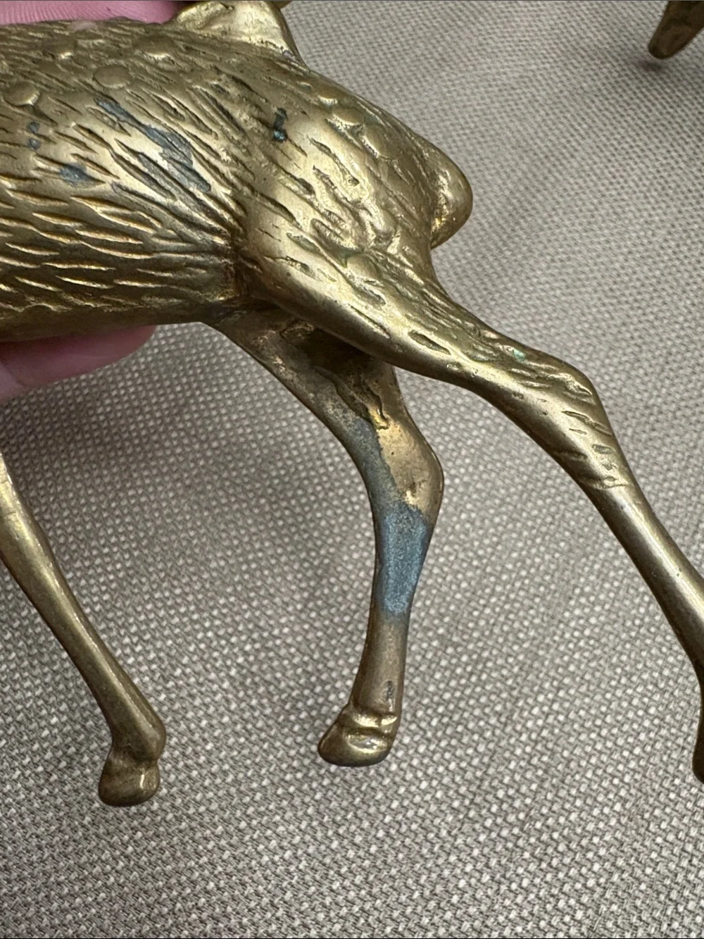 2 Brass Reindeer Taper Candlestick Candle Holders MCM vintage